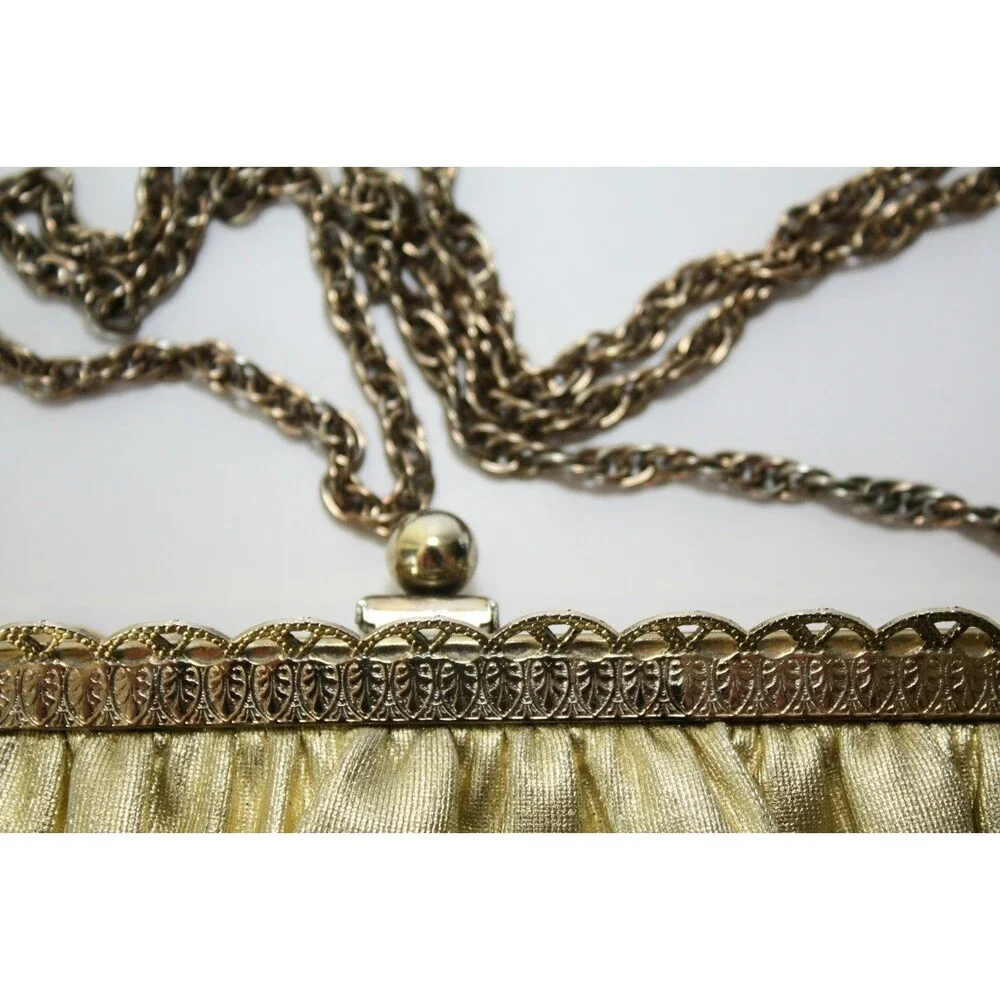 Vintage 50's MISS LEWIS Gold Lame Evening Clutch Purse Retro Accessory MCM #02
